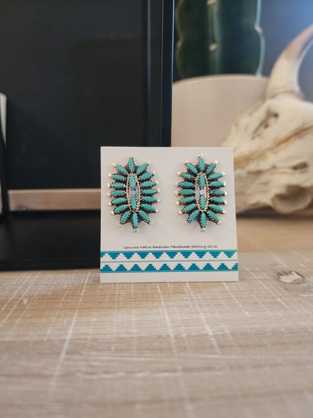 THE ROSEMARY NEEDLEPOINT OVAL CLUSTER STUDS