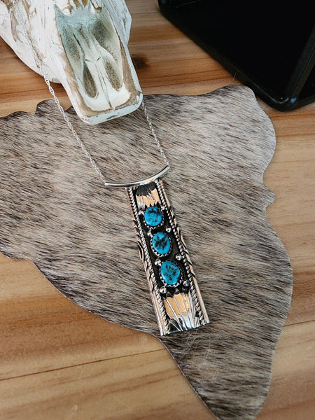 RITA DAWES SLEEPING BEAUTY TURQUOISE SLIDER NECKLACE