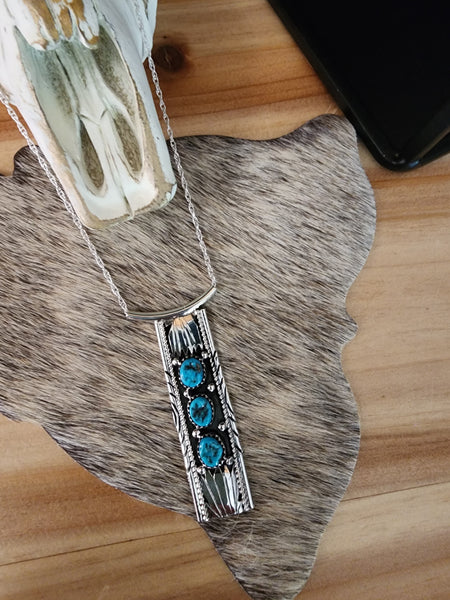 RITA DAWES SLEEPING BEAUTY TURQUOISE SLIDER NECKLACE