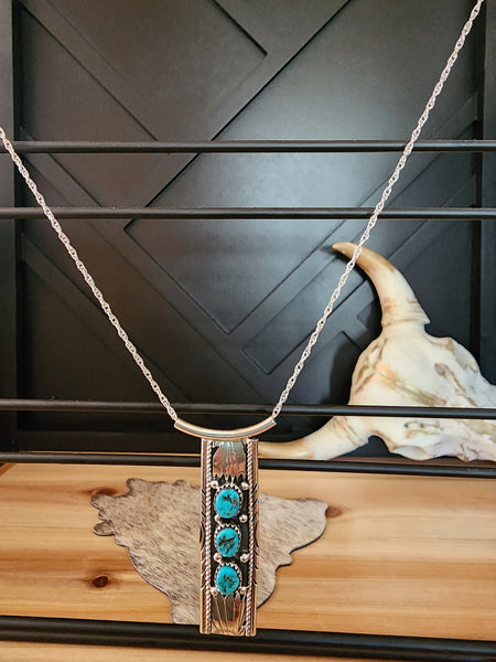 RITA DAWES SLEEPING BEAUTY TURQUOISE SLIDER NECKLACE