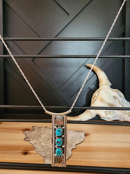 RITA DAWES SLEEPING BEAUTY TURQUOISE SLIDER NECKLACE