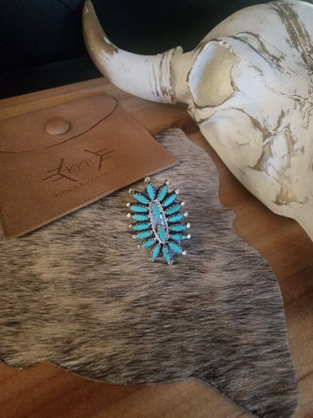 ROSEMARY TOM TURQUOISE NEEDLEPOINT CLUSTER RING