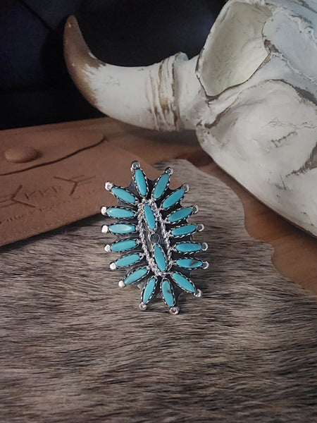 ROSEMARY TOM TURQUOISE NEEDLEPOINT CLUSTER RING