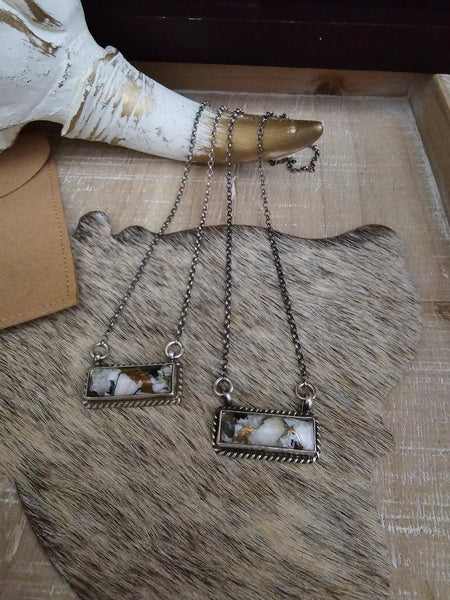 THE WHITE BUFFALO AND BRONZE LITTLE BAR NECKLACE