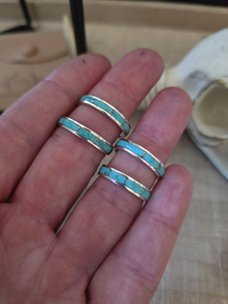 CLARESSE KYLESTEWA THIN TURQUOISE ETERNITY BAND