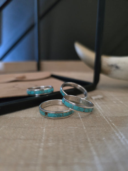 CLARESSE KYLESTEWA THIN TURQUOISE ETERNITY BAND
