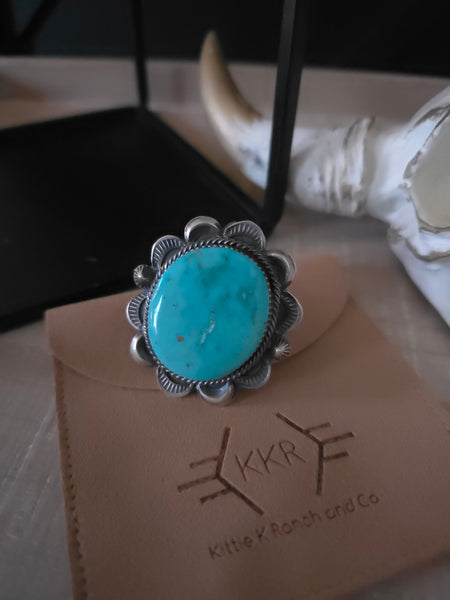 TIA LONG LARGE TURQUOISE STONE RING