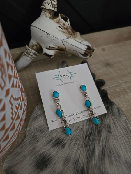 JEANETTE YAZZIE TURQUOISE LINK DANGLE EARRINGS