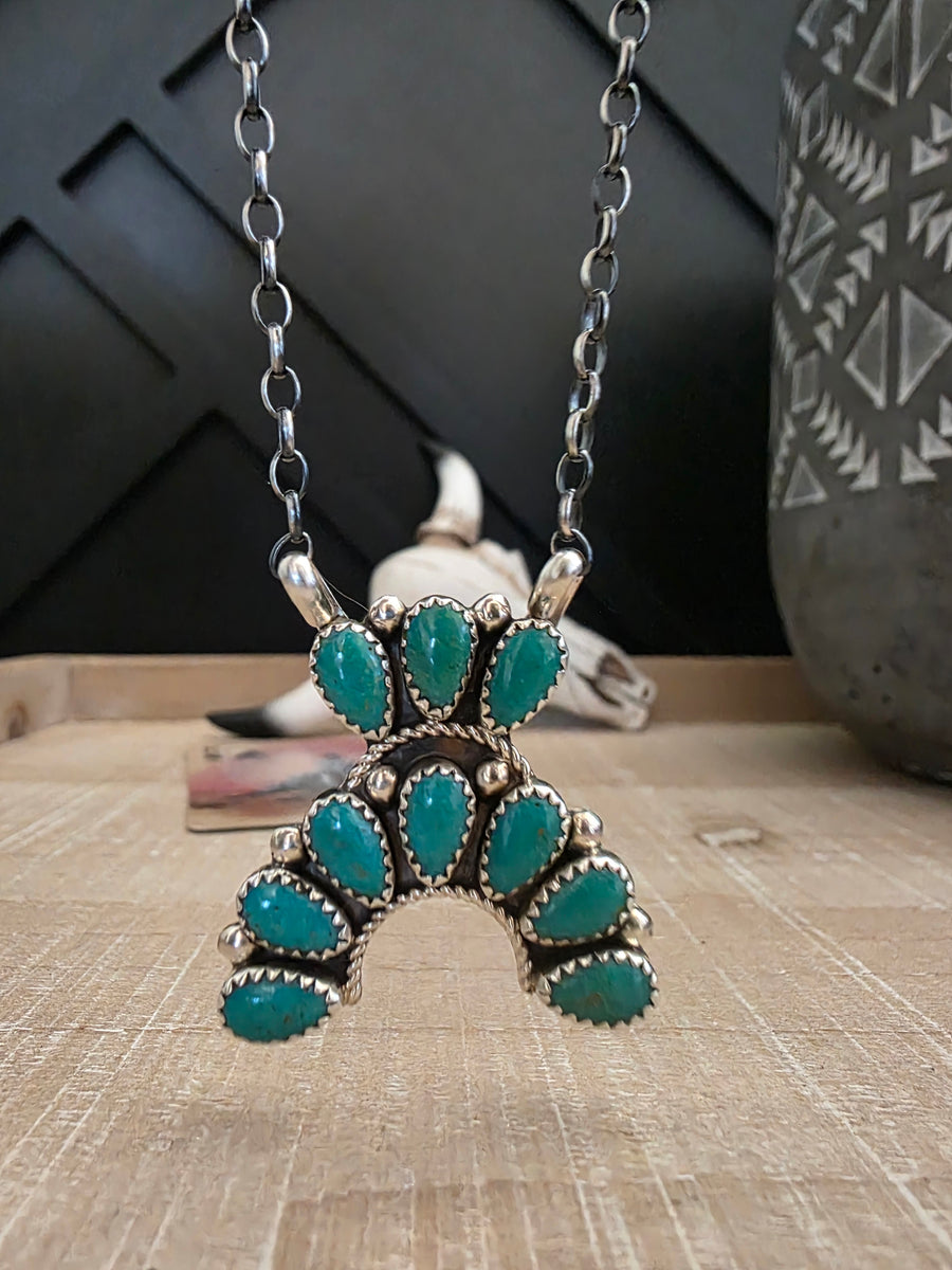 RODNEY NOTAH KINGMAN TURQUOISE CLUSTER NAJA NECKLACE – Kittie K