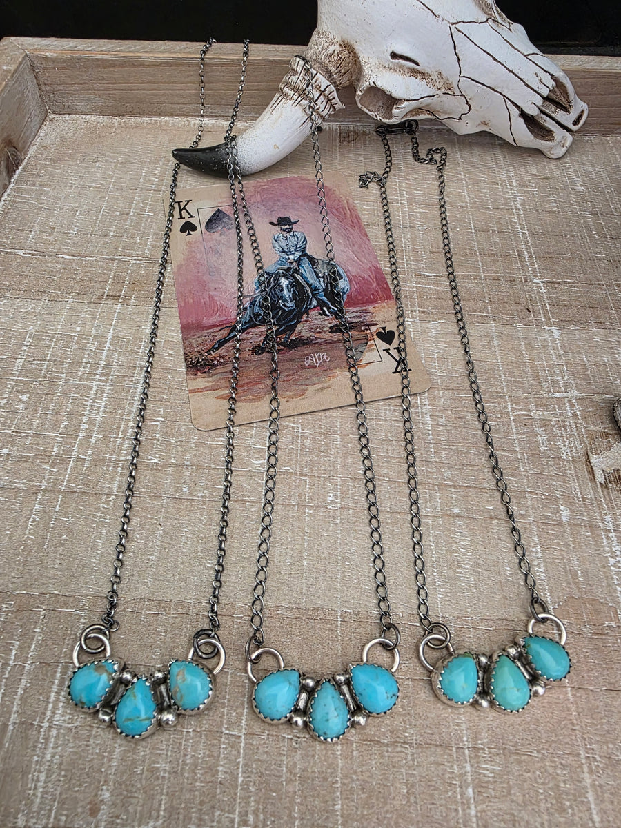 KINGMAN TURQUOISE TRINITY NECKLACE – Kittie K Ranch and Co