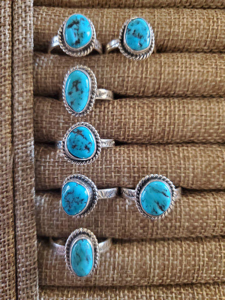 Elisha Skeets Sterling Silver and Kingman Turquoise Nugget Ring
