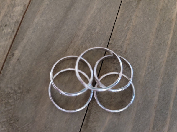 NAVAJO HANDMADE STERLING SILVER STAMPED HALF WIRE STACKING RING