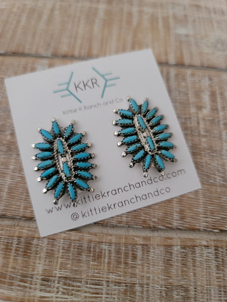 THE ROSEMARY NEEDLEPOINT OVAL CLUSTER STUDS