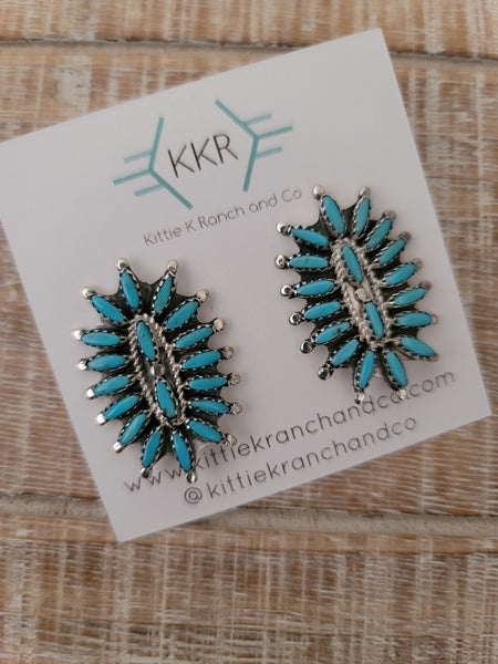 THE ROSEMARY NEEDLEPOINT OVAL CLUSTER STUDS