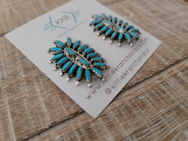 THE ROSEMARY NEEDLEPOINT OVAL CLUSTER STUDS