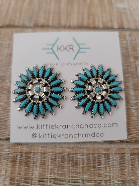 THE ROSEMARY NEEDLEPOINT CLUSTER STUDS
