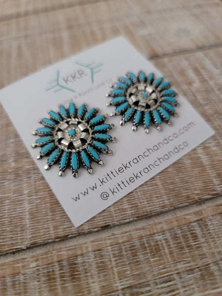 THE ROSEMARY NEEDLEPOINT CLUSTER STUDS