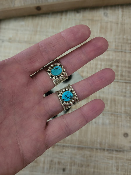 NELSON SILGADO JR WIDE BAND TURQUOISE RING
