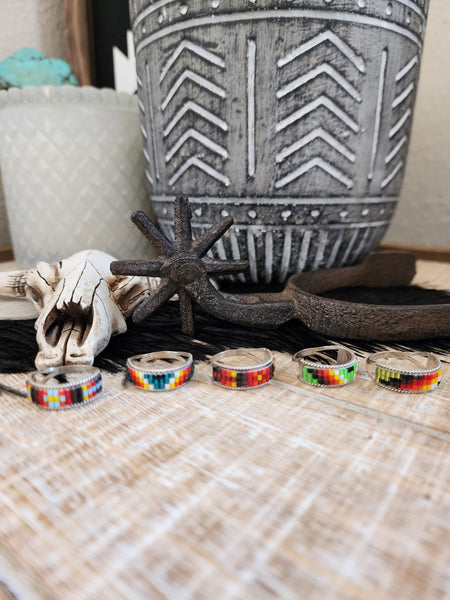 LUCILLE RAMONE STERLING AND BEADED RING