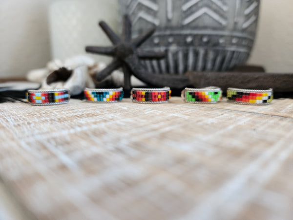 LUCILLE RAMONE STERLING AND BEADED RING