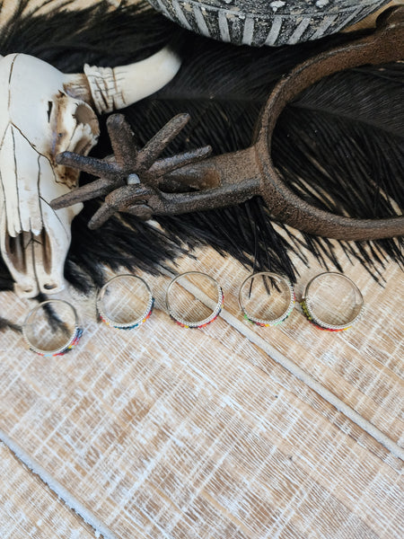 LUCILLE RAMONE STERLING AND BEADED RING