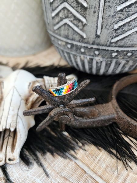LUCILLE RAMONE STERLING AND BEADED RING