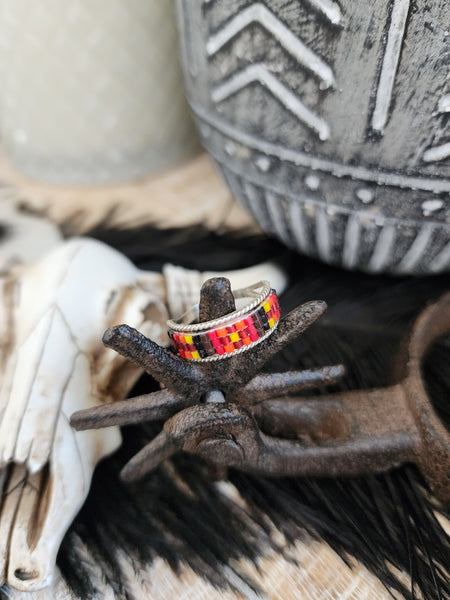 LUCILLE RAMONE STERLING AND BEADED RING