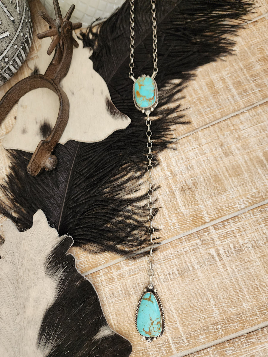 ALFRED MARTINEZ KINGMAN TURQUOISE LARIAT NECKLACE – Kittie K Ranch