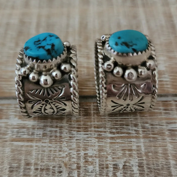 NELSON SILGADO JR WIDE BAND TURQUOISE RING