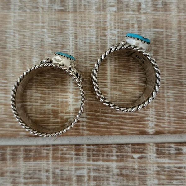 NELSON SILGADO JR WIDE BAND TURQUOISE RING