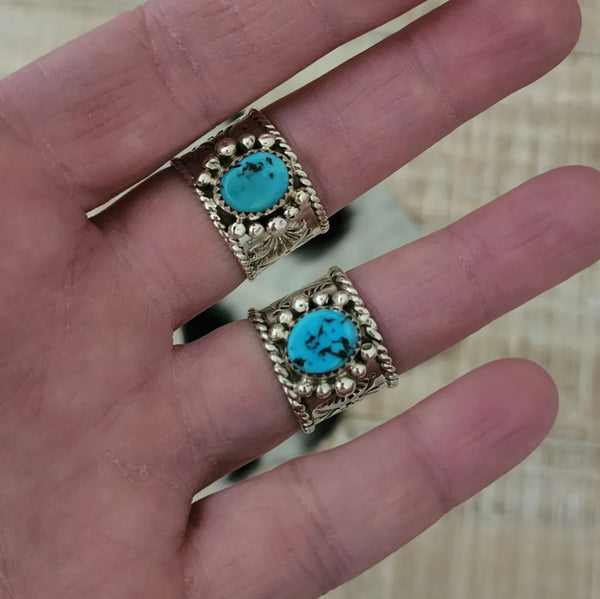 NELSON SILGADO JR WIDE BAND TURQUOISE RING