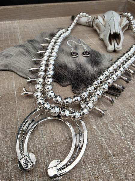 PHIL AND LENORA GARCIA PURPLE SPINY OYSTER SQUASH BLOSSOM NECKLACE SET