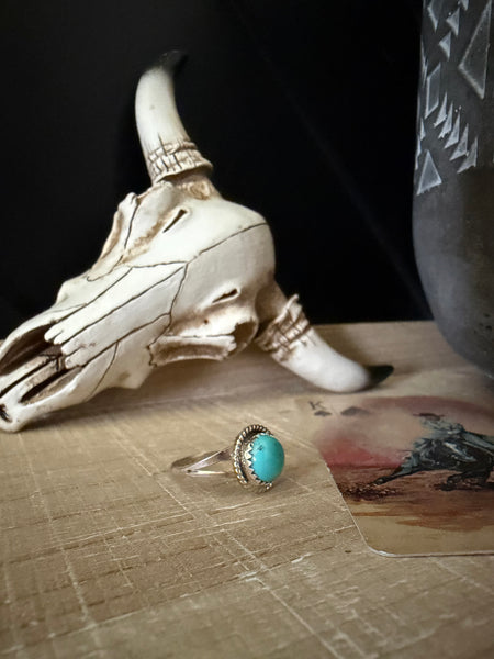 ESTHER WHITE THUNDER CREEK TURQUOISE RING