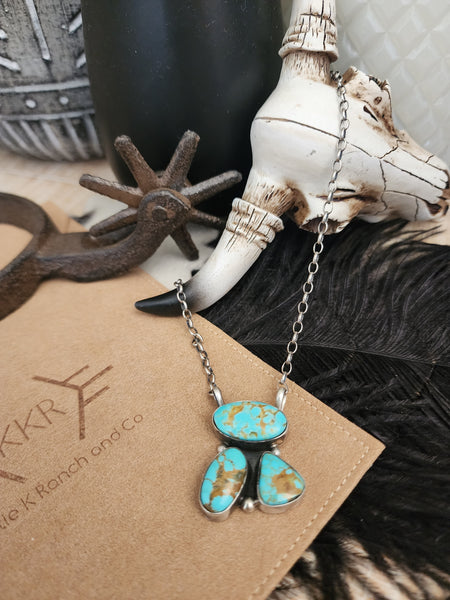 DONOVAN SKEETS TRINITY THREE TURQUOISE STONE NECKLACE