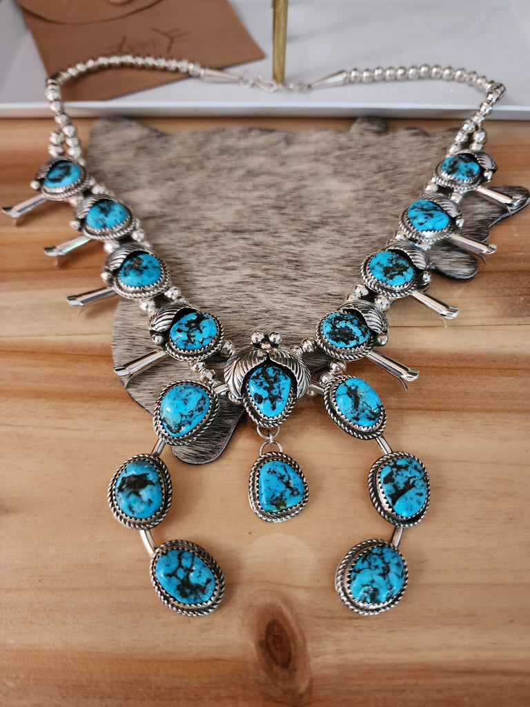 Amazon.com: Vintage Navajo Squash Blossom Necklace-Sterling Silver &  Turquoise Native American, Mexican Antique : Handmade Products