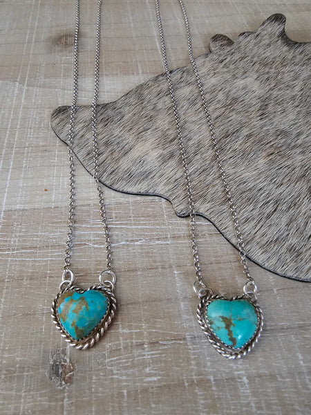 CLIFTON DAVIS NAVAJO TURQUOISE SMALL HEART NECKLACE