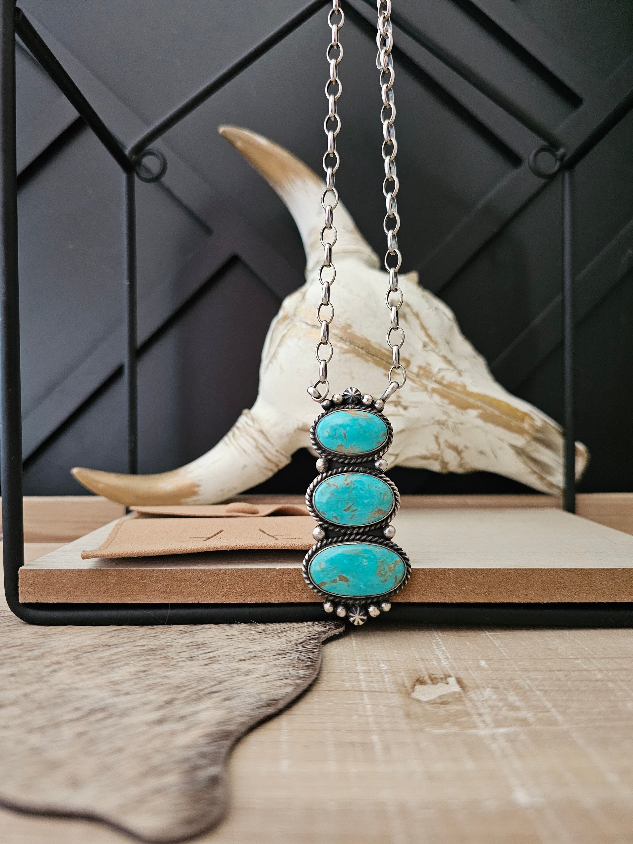 ALFRED MARTINEZ THREE KINGMAN STONE TURQUOISE NECKLACE – Kittie K