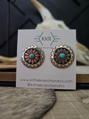 MARY TOM TURQUOISE CONCHO EARRINGS