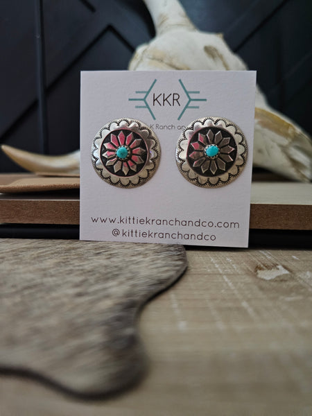 MARY TOM TURQUOISE CONCHO EARRINGS