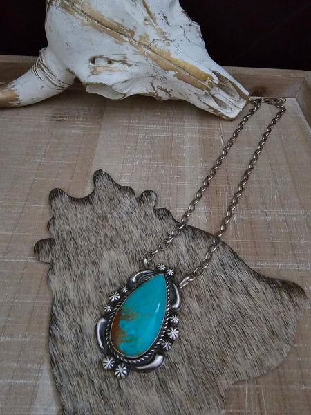 JEFF JAMES KINGMAN TURQUOISE TEARDROP NECKLACE