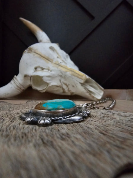 JEFF JAMES KINGMAN TURQUOISE TEARDROP NECKLACE