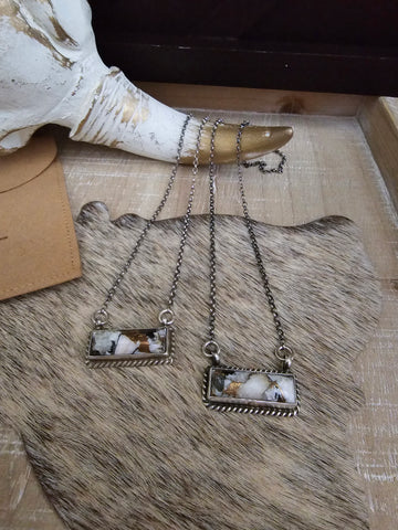 THE WHITE BUFFALO AND BRONZE LITTLE BAR NECKLACE