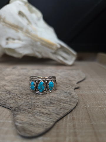 BETTY BEGAY THREE TURQUOISE STONE BAND