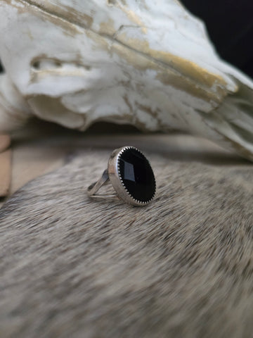 RONNIE MARTINEZ FACETED ONYX RING