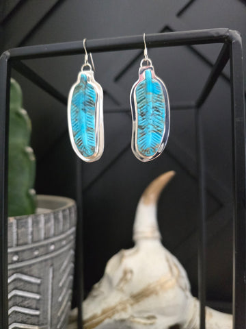 TURQUOISE FEATHER EARRINGS