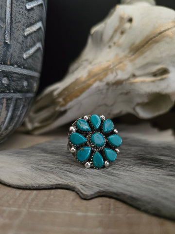 PRISCILLA LEWIS TURQUOISE CLUSTER RING