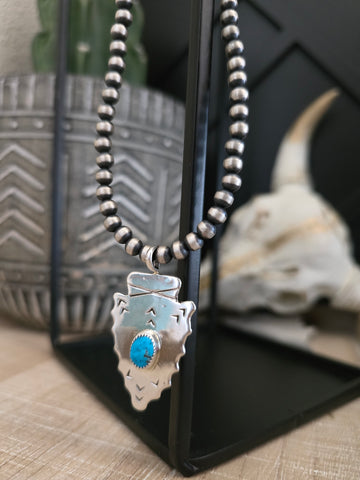 PAULINE NELSON ARROWHEAD TURQUOISE NUGGET PENDANT