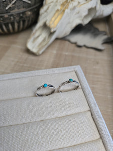 CAROLINE TSOSIE TURQUOISE  FLAT TWISTED WIRE RING