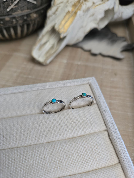 CAROLINE TSOSIE TURQUOISE  FLAT TWISTED WIRE RING