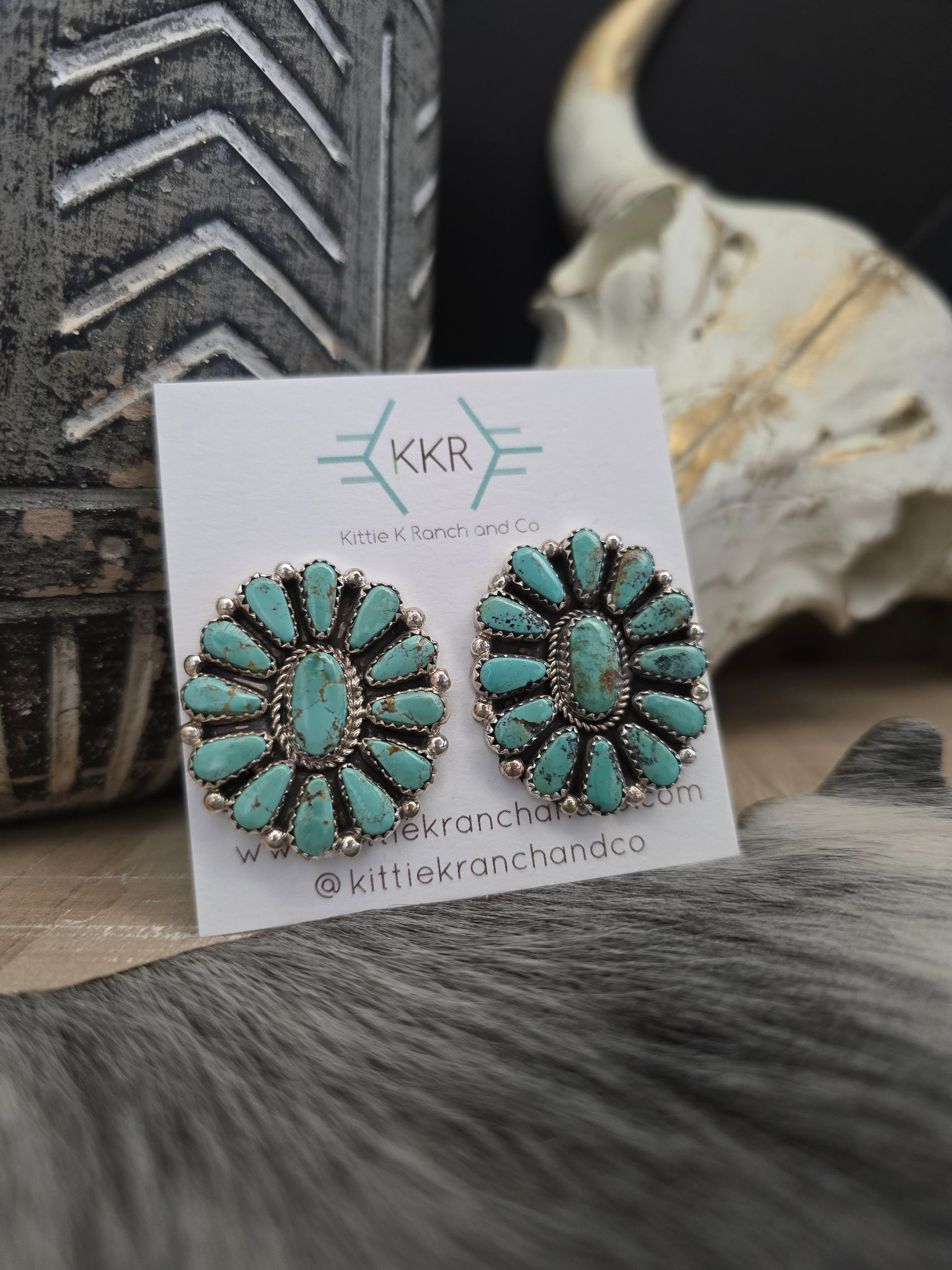 ALICIA WILSON KINGMAN TURQUOISE CLUSTER EARRINGS